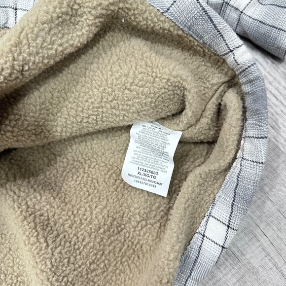 Wrangler Sherpa Lined Flannel Shirt Jacket Men's XL Gray Plaid Workwear Shacket - Picture 6 of 9